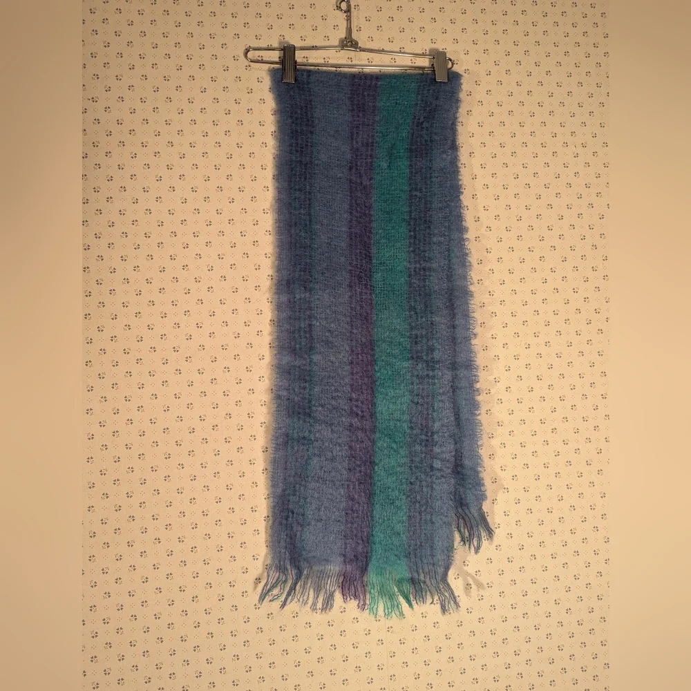💙 💜 Avoca Vintage Scarf Mohair Handweavers Ireland green blue woven